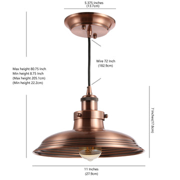 Bedford 11" Adjustable Iron Industrial Rustic LED Pendant - JONATHAN Y